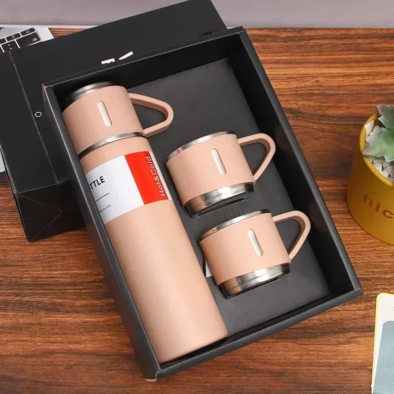 500ML 304 Stainless Steel Vacuum Insulated Bottle Gift Set Office Business Coffee Mug Stainless Steel Water Bottle with Straw