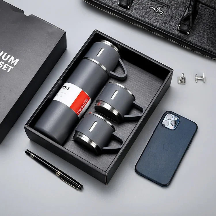 500ML 304 Stainless Steel Vacuum Insulated Bottle Gift Set Office Business Coffee Mug Stainless Steel Water Bottle with Straw