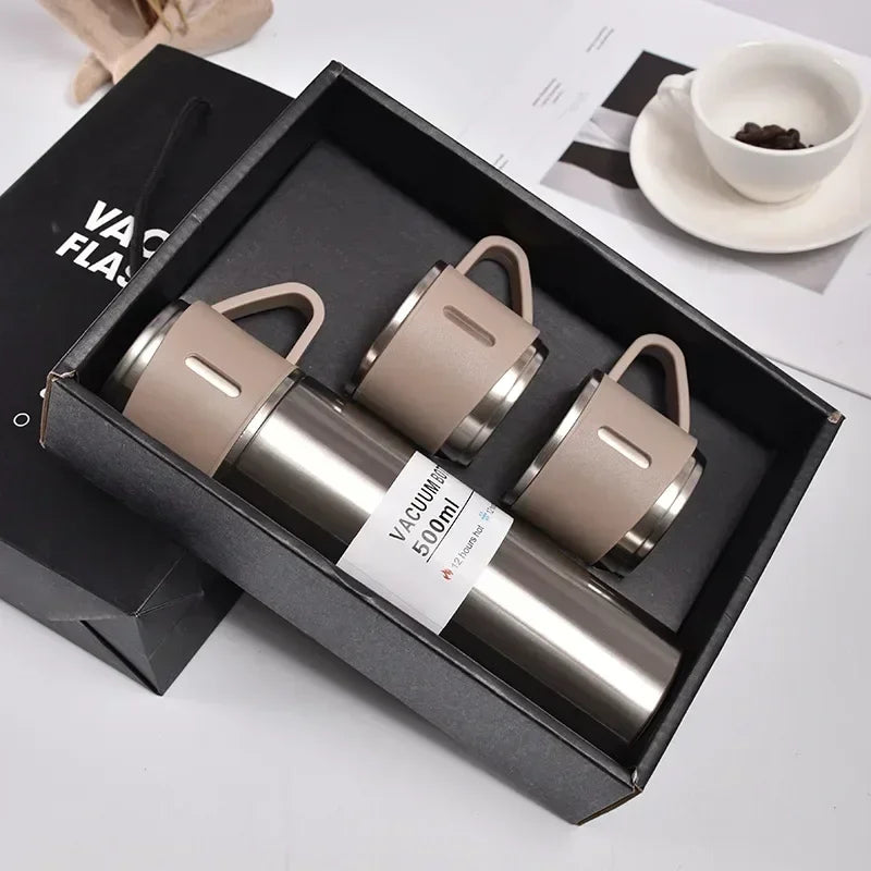 500ML 304 Stainless Steel Vacuum Insulated Bottle Gift Set Office Business Coffee Mug Stainless Steel Water Bottle with Straw