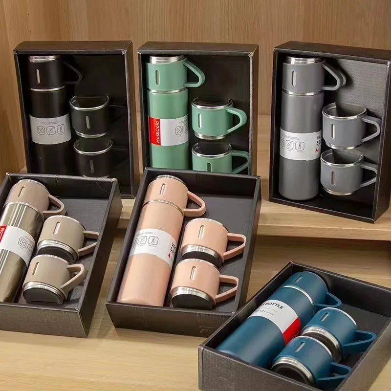 500ML 304 Stainless Steel Vacuum Insulated Bottle Gift Set Office Business Coffee Mug Stainless Steel Water Bottle with Straw